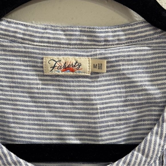 Faherty Medium Striped Isha Linen Mini Dress Relaxed Lagenlook Beach Resortwear - Picture 4 of 9